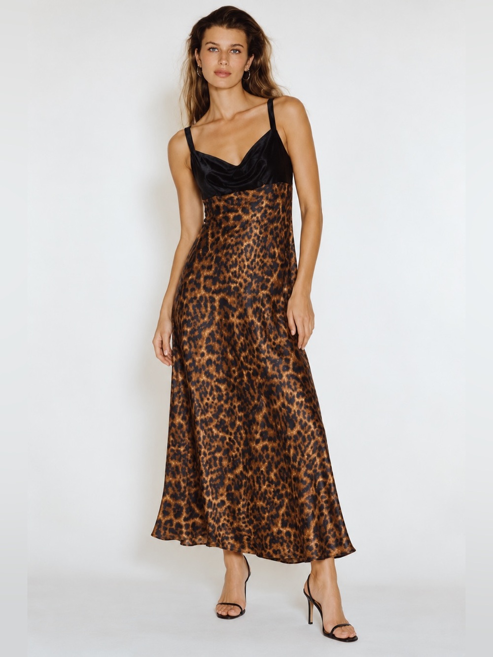 NWT DKNY Mixed Media Cheetah Leopard Print Sleeveless Midi Dress Sz 14